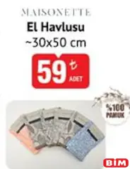 MAİSONETTE EL HAVLUSU 30X50 CM fiyat ve kampanya bilgisi